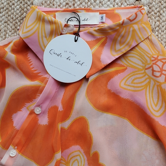 NWTO Quanta du Soleil Jacqueline Shirt Dress Sheer Pattern Asymmetrical - Small - Picture 10 of 11